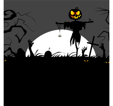 Sous verre halloween Épouvantail avec citrouille - TenStickers