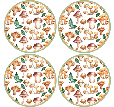 Sous verre bière motifs champignons - TenStickers