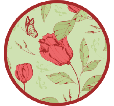 Sous verre moderne motif floral avec papillon - TenStickers
