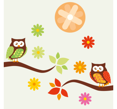 Sous verre bière hiboux et fleurs colorés - TenStickers