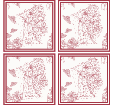 Sous verre vintage illustration de scène rustique - TenStickers