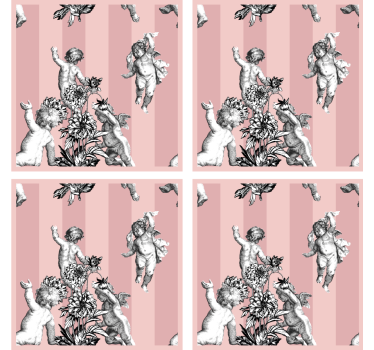 Sous verre vintage chérubins et motif floral - TenStickers