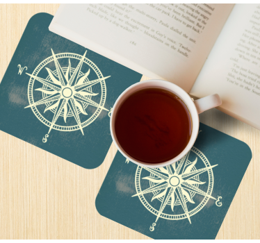 dessous de verre forme vintage Compas sur la carte du monde - TenStickers