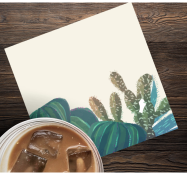 Sous verre arrangement de cactus avec texture - TenStickers