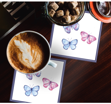 Sous verre bière arrangement de papillons colorés - TenStickers