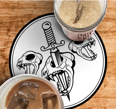 Sous verre bière art mural crâne et épée - TenStickers