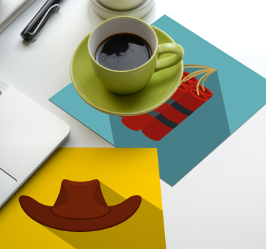 Sous verre bière chapeau de cowboy et dynamite - TenStickers
