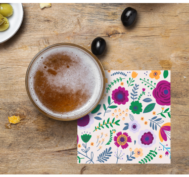 Sous verre bière composition florale colorée - TenStickers