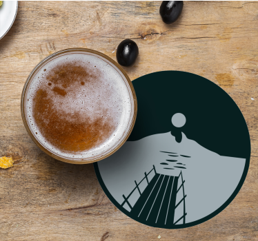 Sous verre bière coucher de soleil sur l'eau - TenStickers