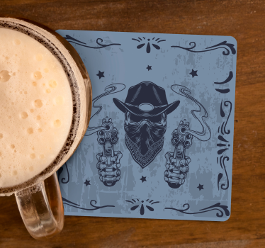 Sous verre bière cowboy avec deux pistolets - TenStickers