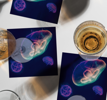 Sous verre bière créatures méduses colorées - TenStickers