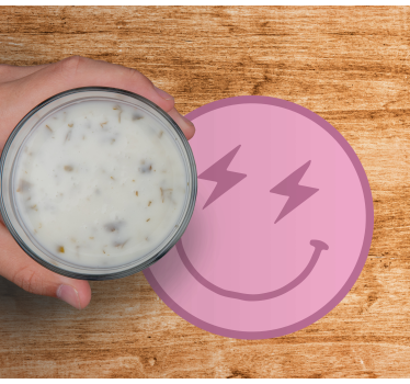 Sous verre bière Émoticône souriante rose ludique - TenStickers