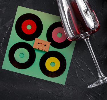 Sous verre bière ensemble de disques vinyles rétro - TenStickers
