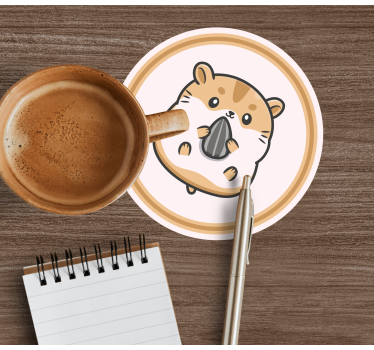 Sous verre bière hamster mignon tenant une graine - TenStickers