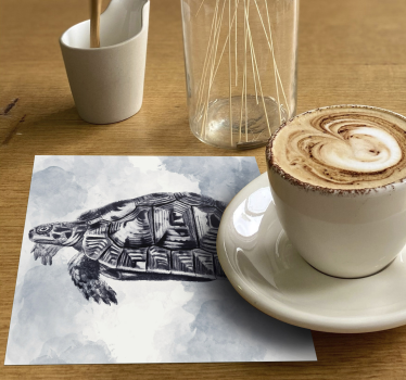 Sous verre bière illustration artistique de tortue - TenStickers