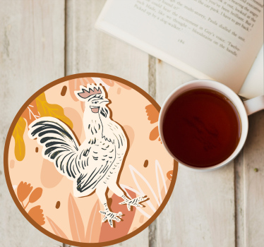 Sous verre bière illustration coq stylisé - TenStickers