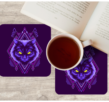 Sous verre bière illustration de chat élégant - TenStickers