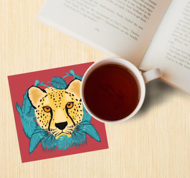 Sous verre bière illustration de léopard stylisée - TenStickers