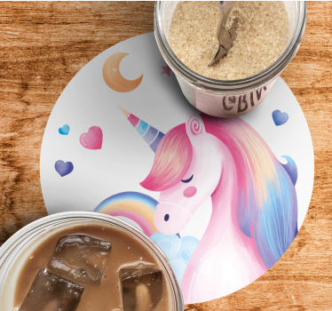Sous verre bière illustration de licorne fantaisie - TenStickers