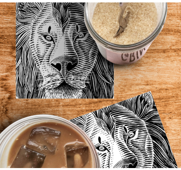 Sous verre bière illustration de lion détaillée - TenStickers