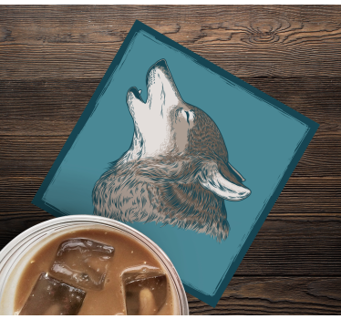 Sous verre bière illustration de loup hurlant - TenStickers