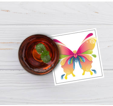 Sous verre bière illustration de papillons colorés - TenStickers