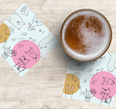 Sous verre bière illustrations d'animaux fantaisistes - TenStickers