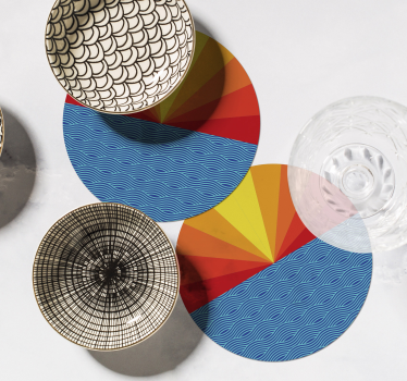 Sous verre bière motif circulaire géométrique vibrant - TenStickers