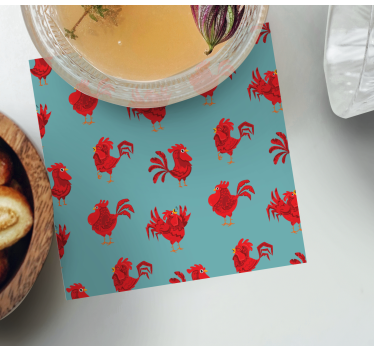 Sous verre bière motif coq vibrant - TenStickers