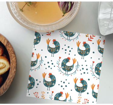 Sous verre bière motif de poules fantaisistes - TenStickers