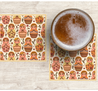 Sous verre bière motif poupées russes colorées - TenStickers