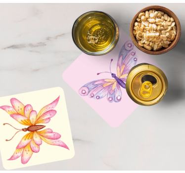 Sous verre bière motifs de papillons vibrants - TenStickers