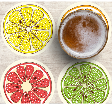 Sous verre bière motifs de tranches d'agrumes - TenStickers