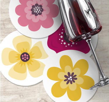 Sous verre bière motifs floraux vibrants - TenStickers