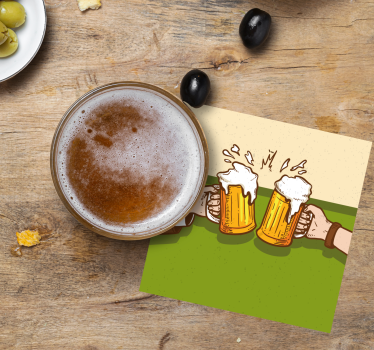 Sous verre bière mugs de bière entrechoqués - TenStickers
