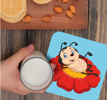 Sous verre bière personnage insecte joyeux - TenStickers