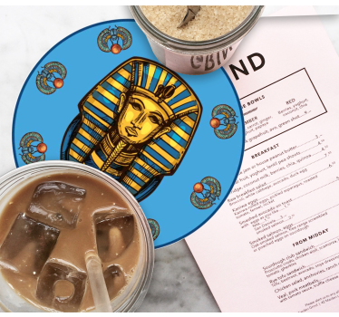 Sous verre bière portrait de pharaon Égyptien - TenStickers