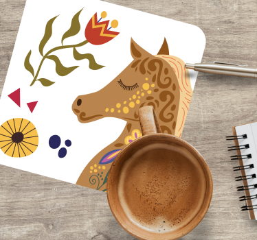 Sous verre bière profil de cheval stylisé - TenStickers