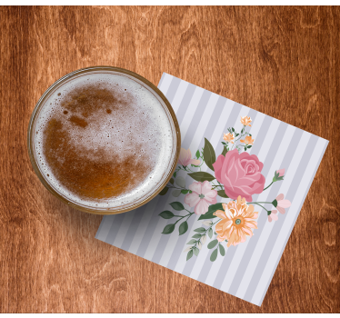 Sous verre bière rayures de fleurs - TenStickers
