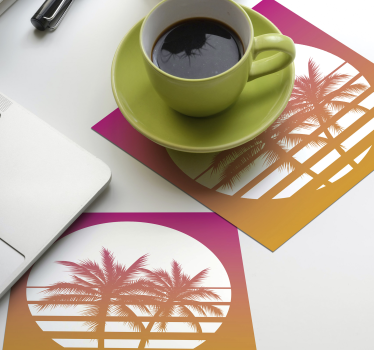 Sous verre bière silhouette de coucher de soleil tropical - TenStickers