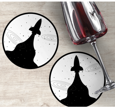 Sous verre bière silhouette de fusée avec étoiles - TenStickers