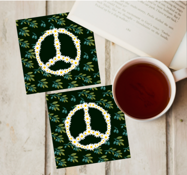 Sous verre bière symbole de paix floral - TenStickers