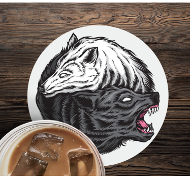 Sous verre bière têtes de loups contrastées - TenStickers