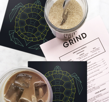 Sous verre bière tortue géométrique - TenStickers
