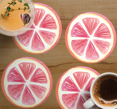 Sous verre bière tranches de citron rose contourées - TenStickers