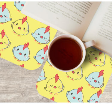 Sous verre bière visages de poules mignons - TenStickers