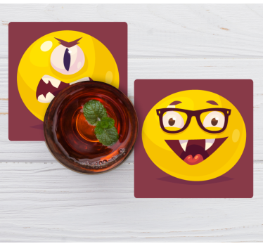 Sous verre bière visages souriants fantaisistes - TenStickers