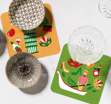 Sous verre bière voyage culinaire italien - TenStickers