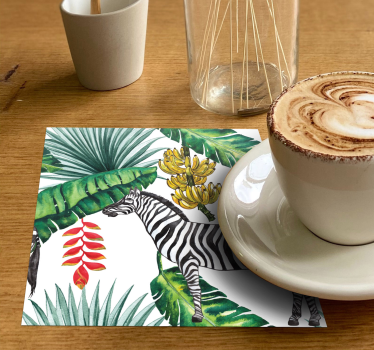 Sous verre bière zebra et feuillage tropical - TenStickers