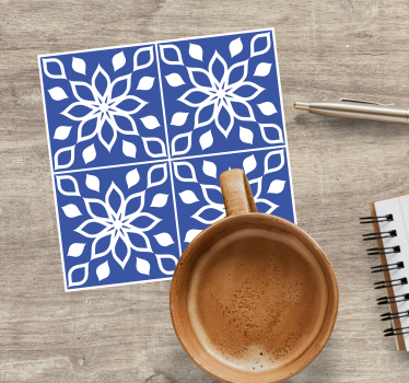 Sous verre carreaux fleuris carré - TenStickers
